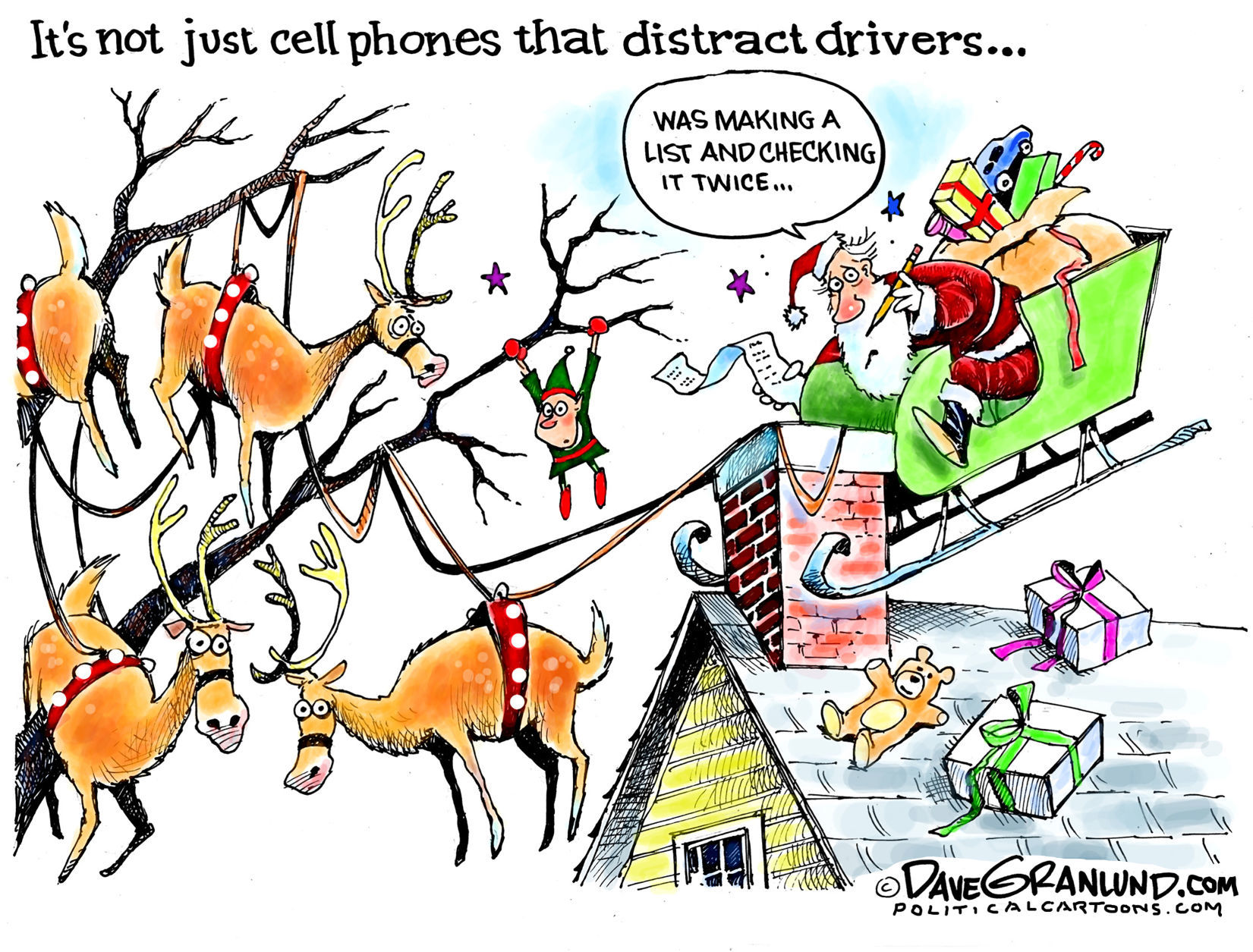 Holiday driver distractions by Dave Granlund, PoliticalCartoons.com